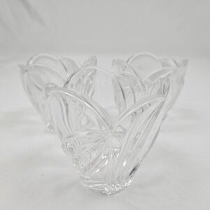 Lenox Crystal Votive Holders Artic Bloom Clear Glass Set Of 3